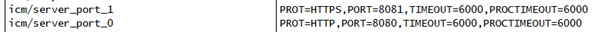 Example of configured parameters in the SAP NetWeaver Application Server profile