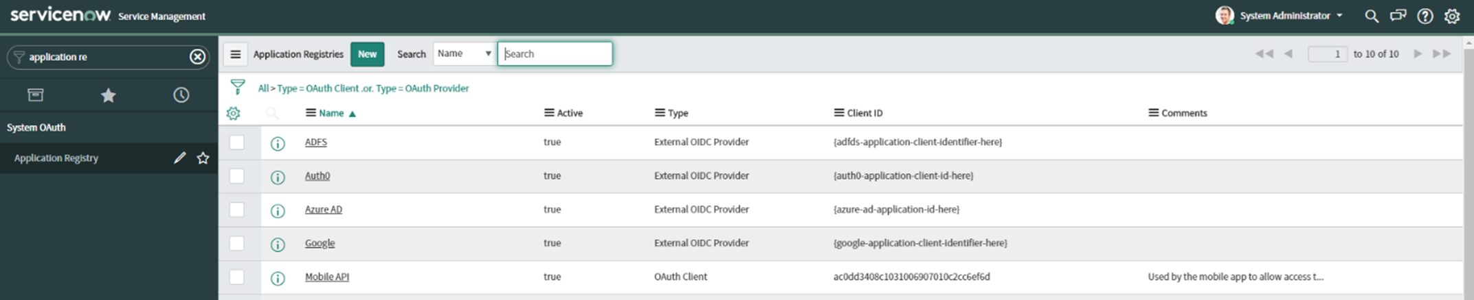 application registry