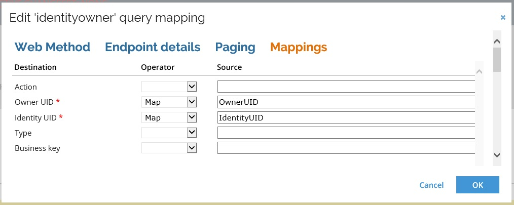 Default Identity owner mapping