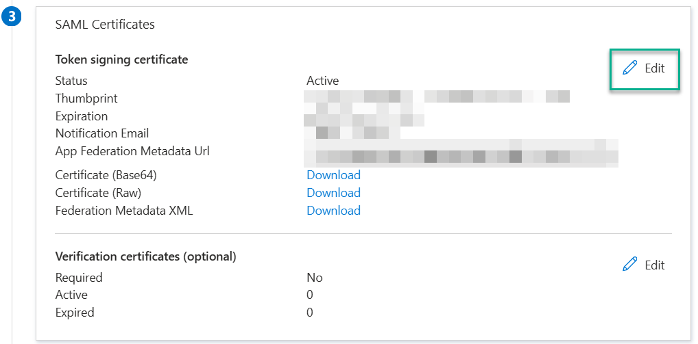 Azure Portal: Editing certificate
