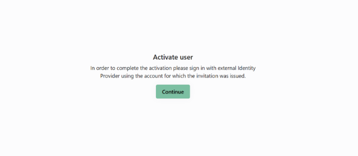 User activation page