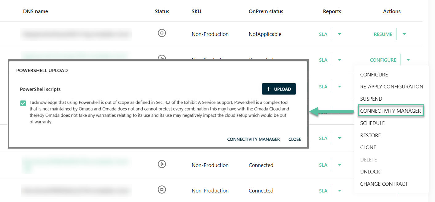 Connectivity manager PowerShell Upload