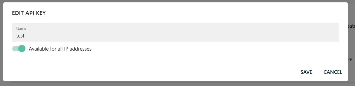 Edit API keys