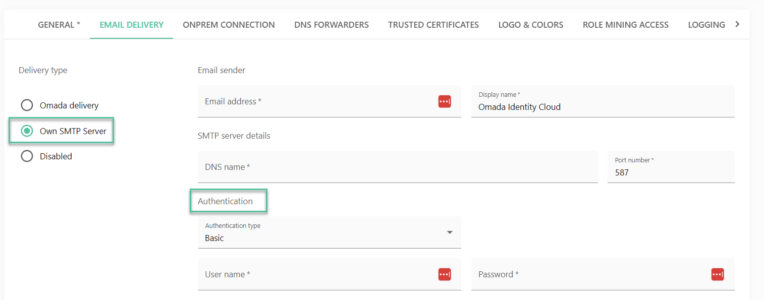 Basic authentication type