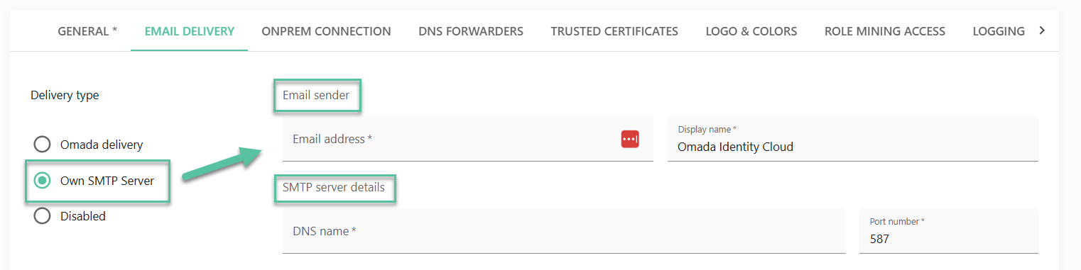 Email delivery configuration