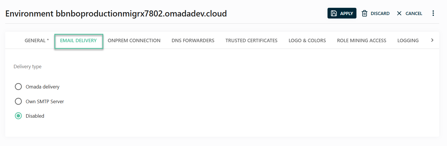 Email delivery configuration