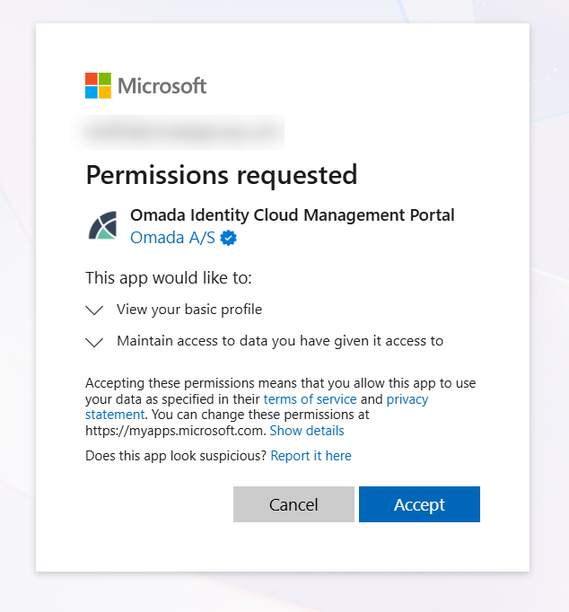 Microsoft Entra ID consent screen