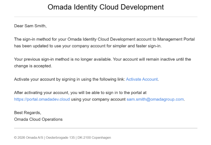 Activation email for existing user