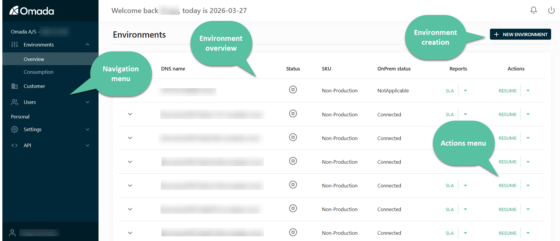 Overview of the Cloud Management Portal interface