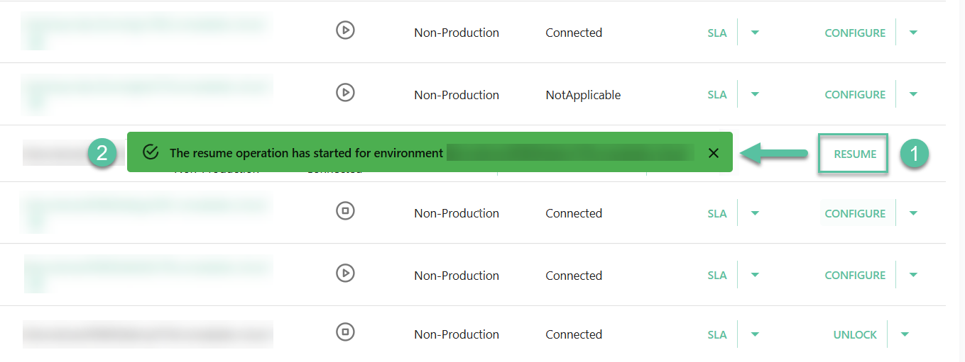 Resume environment