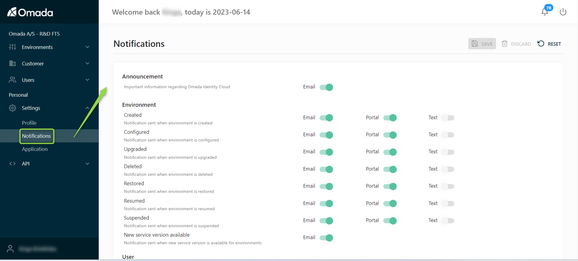 Notifications tab overview