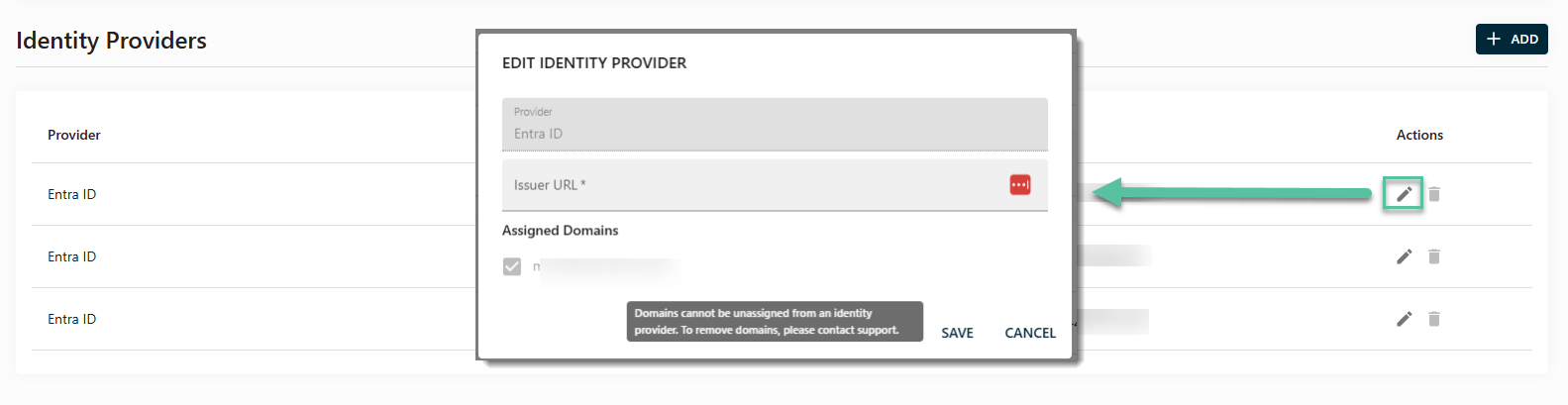 Edit domain configuration