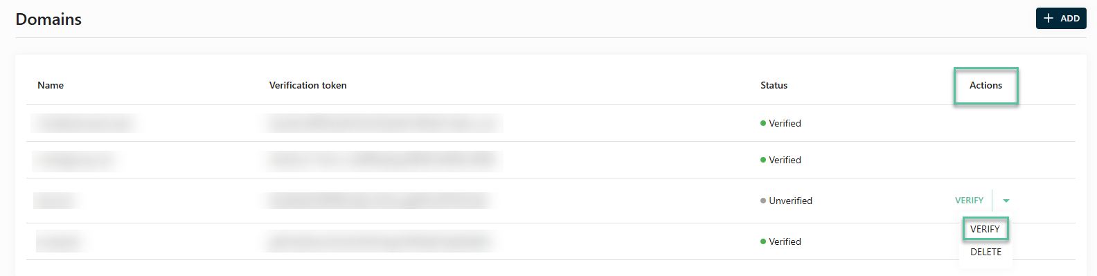 Domain verification token