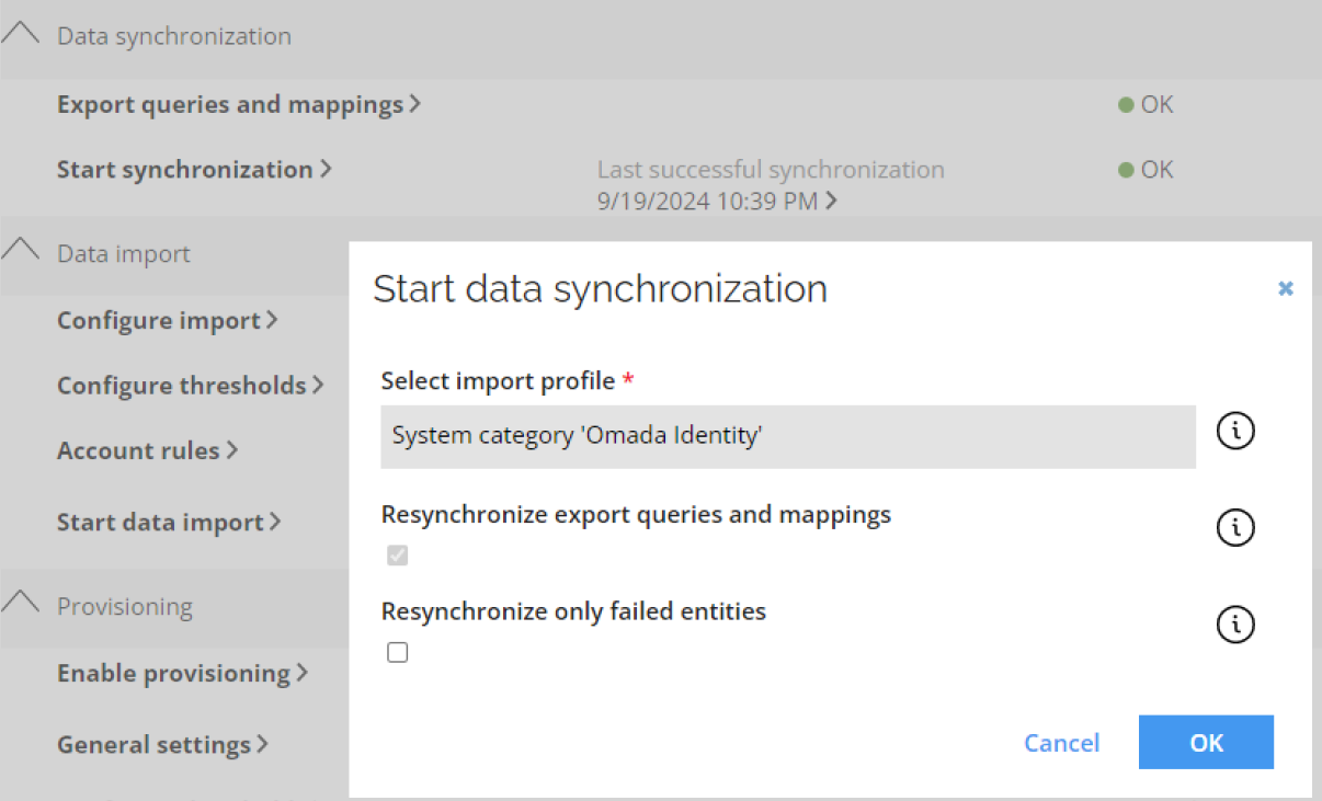 Horizons start data sync