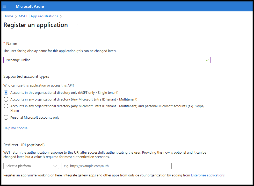 Application registration