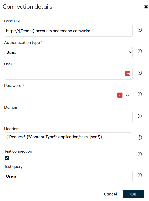 Connection details