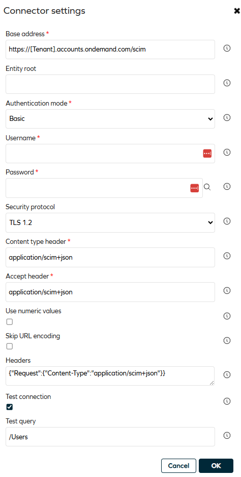 Connector settings