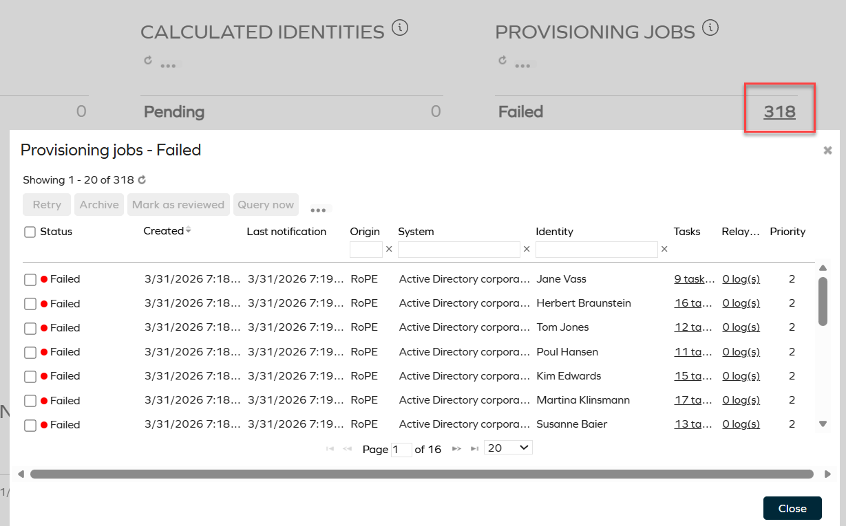 Failed provisioning jobs
