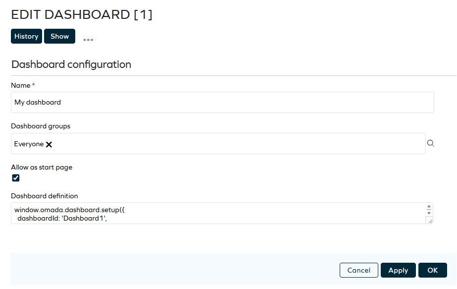Dashboard definition