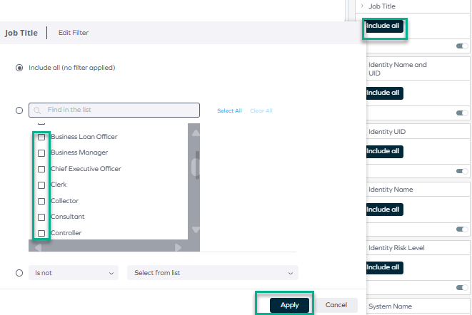Filtering by job titles