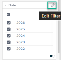 Editing a filter using pencil icon