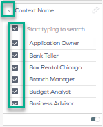 Filter drop-down list in the right pane