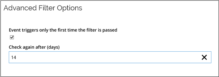 Advanced options configuration for the event definition
