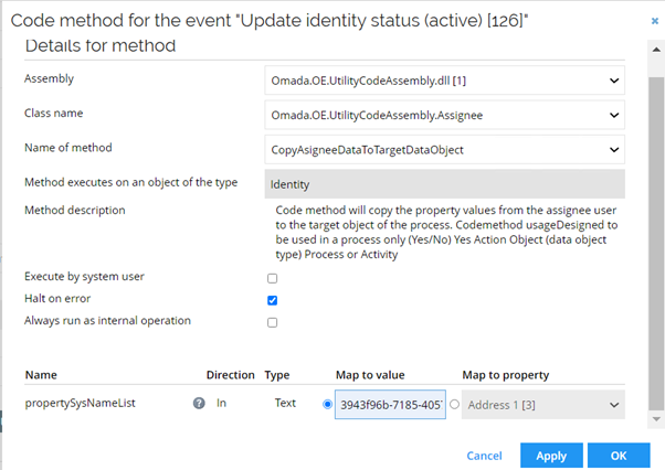 Event definition for updating terminated identity status