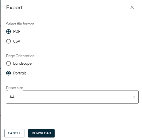 Export panel