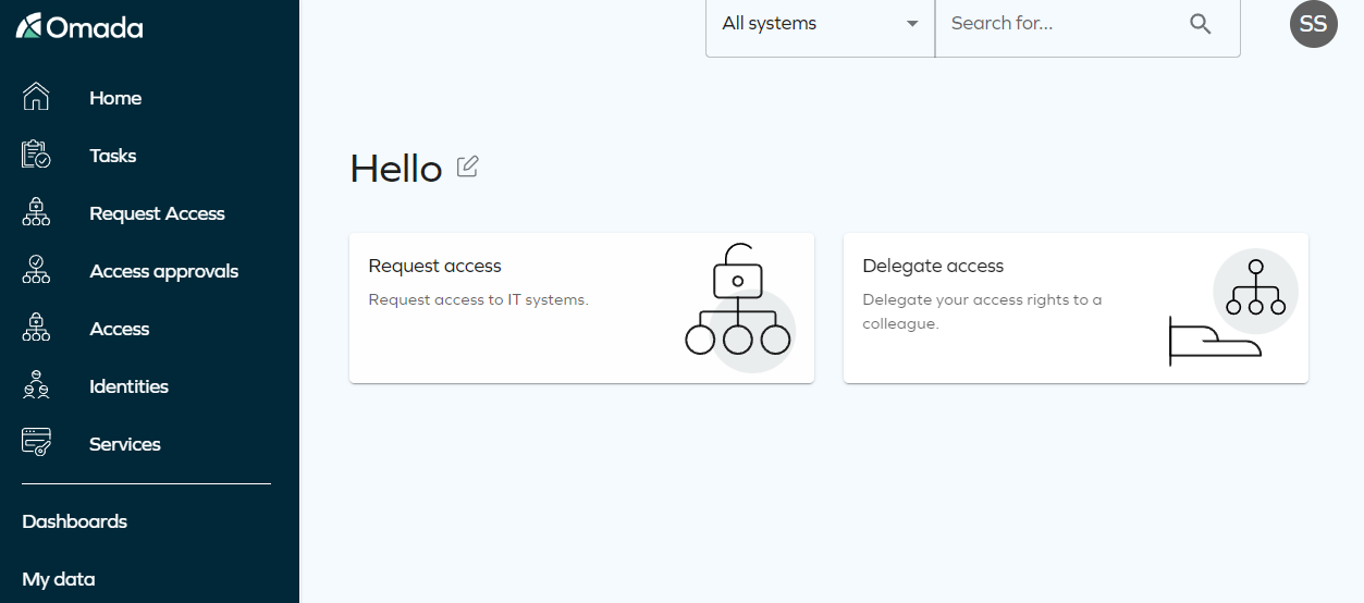 Menus and settings | Omada Identity Documentation