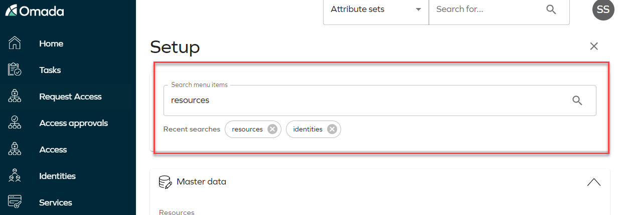 Menus and settings | Omada Identity Documentation