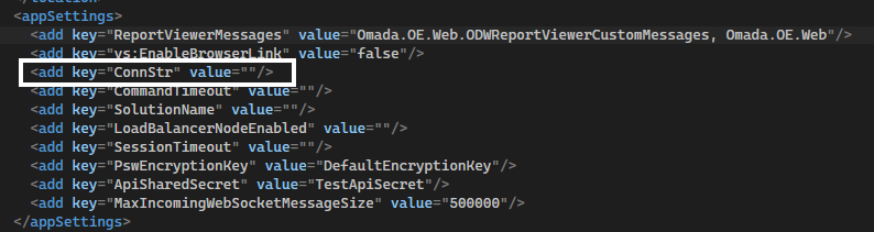 ConnStr application setting location