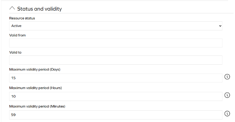 Time-based access max validity.