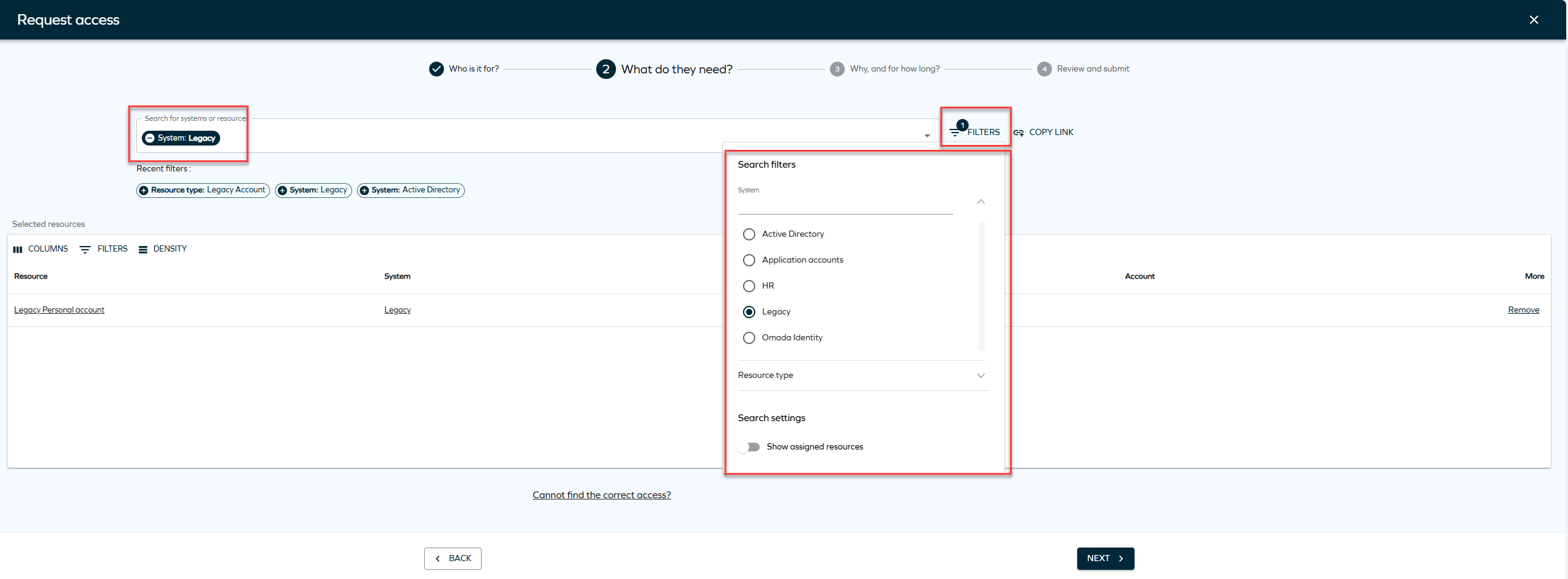 Filters in deep links