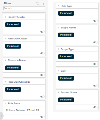 Access Intelligence filter selection