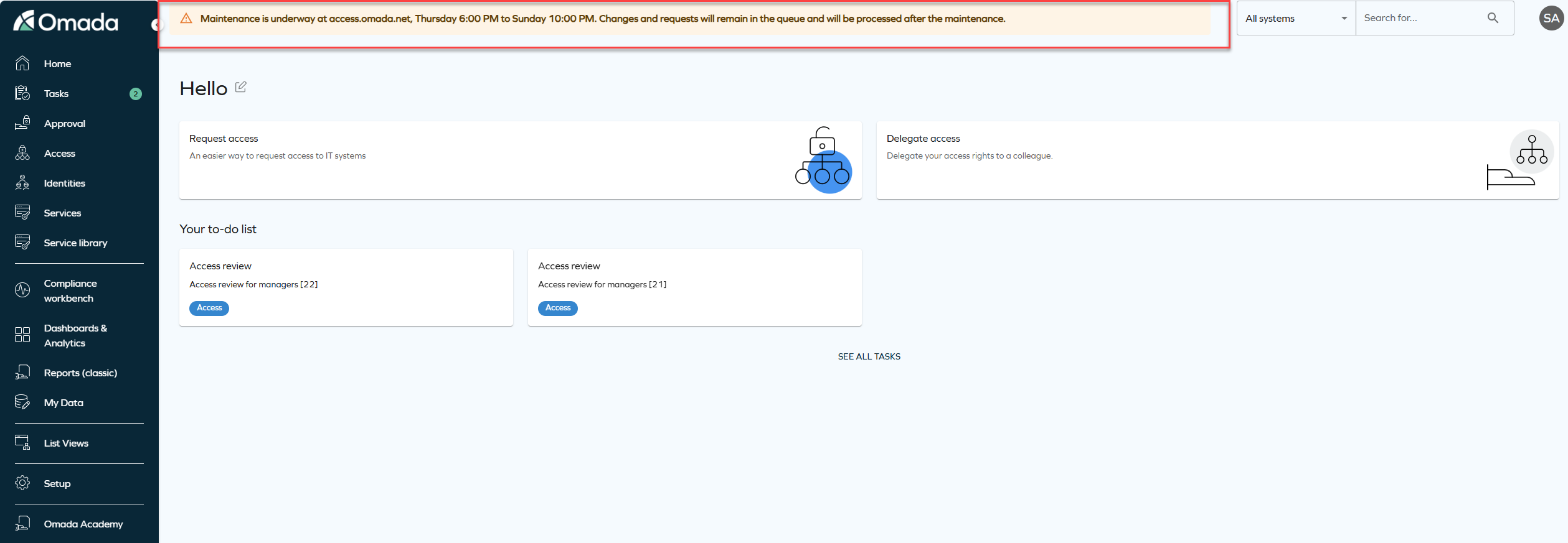 New system message banner