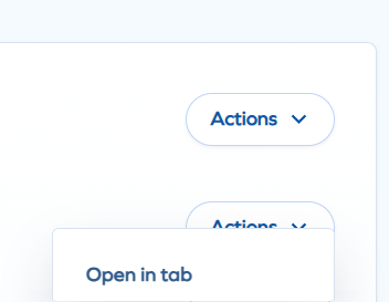 Actions menu on a usage row, showing the Open in tab option