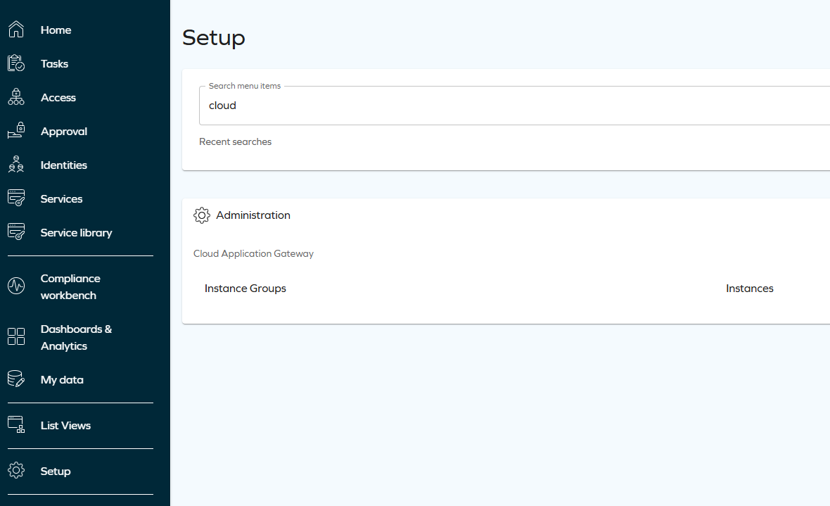 CAG setup showing navigation to Instance Groups and Instances