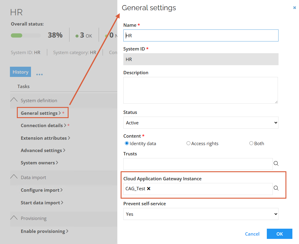 CAG instances - group system settings
